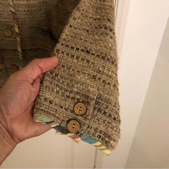 The Territory Ahead Women’s Tweed Raw Silk Cotton Blazer button textured medium - Picture 11 of 12